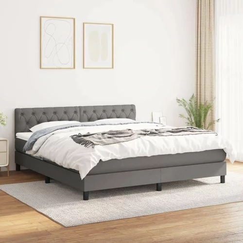  Box spring postelja z vzmetnico temno siva 160x200 cm blago, (20790626)