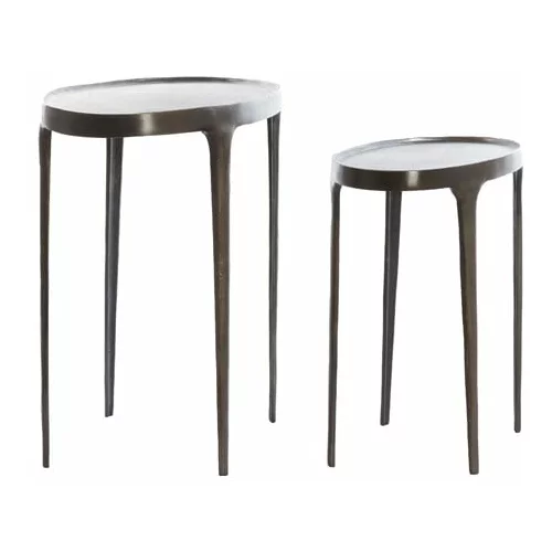 Light & Living Kovinske okrogle stranske mizice v kompletu 2 ks 33x70 cm Arica –