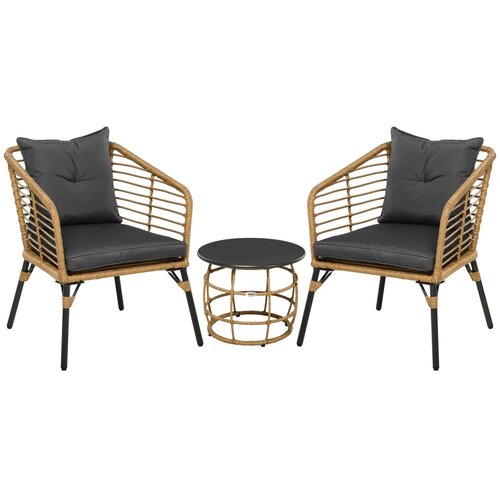 Bistro set 3 komada 1 stolić 2 stolice 62x65x78 cm boja pijeska i tamno siva Cijene