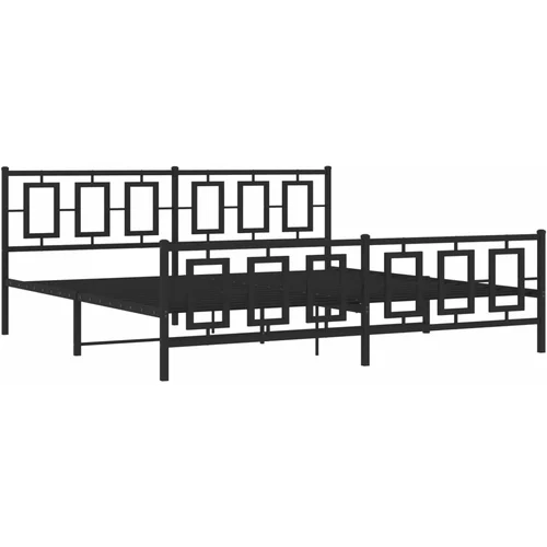 vidaXL Kovinski posteljni okvir z vzglavjem in vznožjem črn 200x200 cm, (21038402)