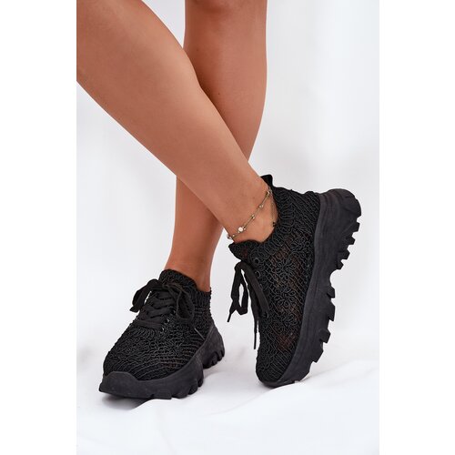 Boto Women&amp;#039;s Sneakers With Crocheted Upper Black Jelhiris Slike