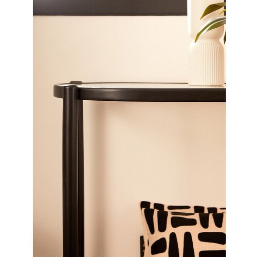 Premier Housewares Crni/u prirodnoj boji pomoćni stol sa staklenom pločom stola 49x100 cm Cebu &amp;ndash; Slike