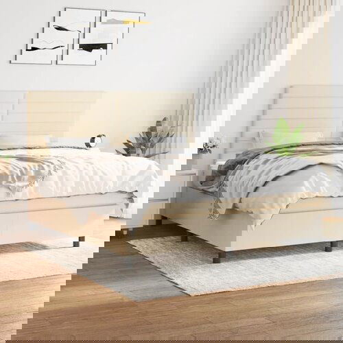  The Living Store Box spring postelja z vzmetnico krem 160x200 cm blago - Box Spring Postelja, (21515431) Cene