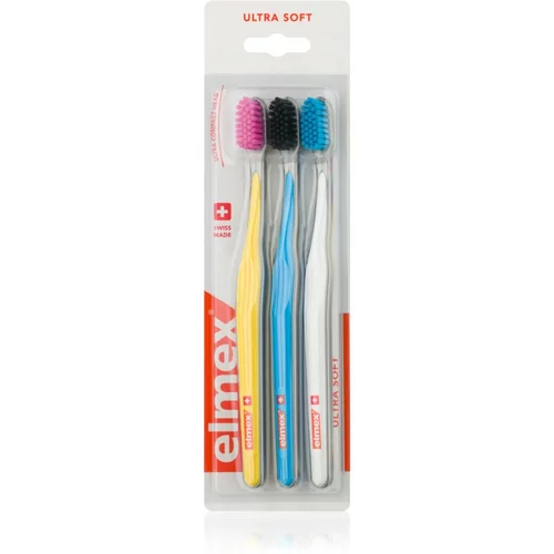 Elmex Swiss Made zobne ščetke ultra soft 3 kos Yellow + Blue + White 3 kos
