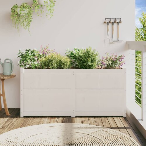  Vrtna sadilica bijela 150 x 50 x 70 cm od masivne borovine Slike