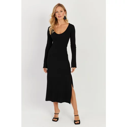 Cool & Sexy Women's Black Slit Camisole Midi Dress