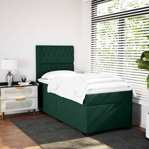 Box spring krevet s madracem tamnozeleni 90x200 cm bar&amp;scaron;unasti Slike
