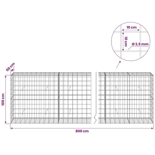  Gabion s žicom debljine 3 5 mm i mrežom 10x10 cm 800x50x100 cm - 50 cm 100 cm 800 x 230 cm Slike
