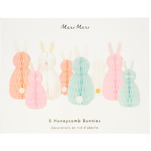 Meri Meri set 8 papirnatih okraskov honeycomb spring bunnies Slike