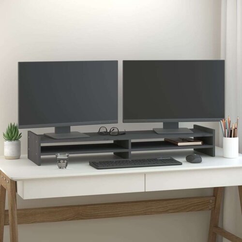 Stalak za monitor sivi 100x27x15 cm od masivne borovine Cijene