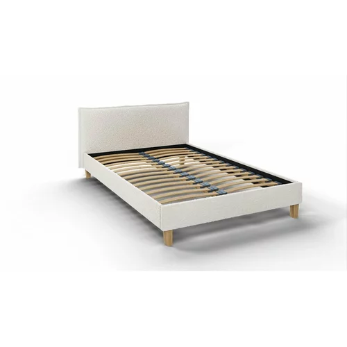 Ropez Krem tapecirani bračni krevet s letvičastim okvirom 140x200 cm Tina -