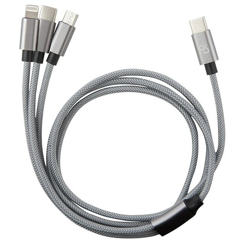BAUHAUS Napajalni kabel USB 3 v 1 (Siva, Dolžina: 3 m, USB C vtič, USB mikro vtič, strelovodni vtič) Cene