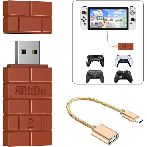 8BitDo brezžični Bluetooth adapter v2 rdeče barve za Switch & PC Cene
