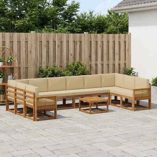  Set vanjskih sofa 11 kom. Prirodna i bež Čvrsto drvo akacije Cene