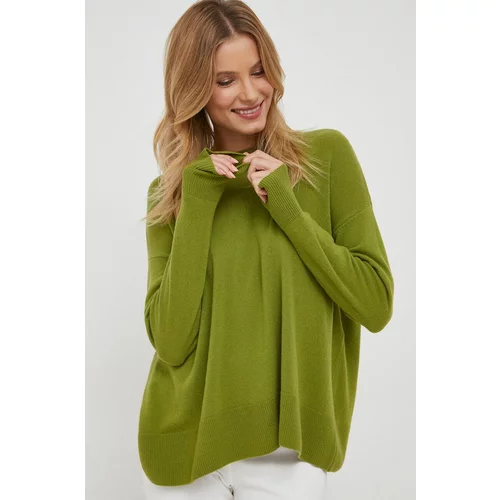 Sisley Vuneni pulover za žene, boja: zelena, lagani