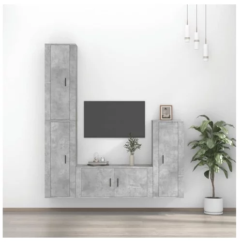  Komplet TV omaric 4-delni betonsko siv inženirski les
