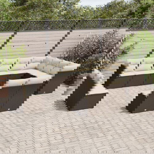 vidaXL 12-dijelni set vrtnih sofa od poliratana s jastucima smeđi Cijene