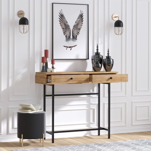 Hanah home polica 100x86x35cm Hrast-Crna Cene