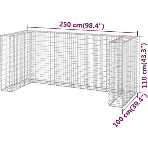 VidaXL Gabionski zid za kante od pocinčanog čelika 250 x 100 x 110 cm Slike