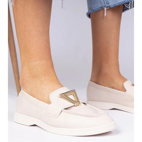 D/CEO marka niezdefiniowana Beige women's moccasins with elegant decoration Viletta