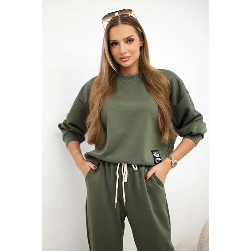 Kesi Włoski Viscose set sweatshirt + pants khaki Cene