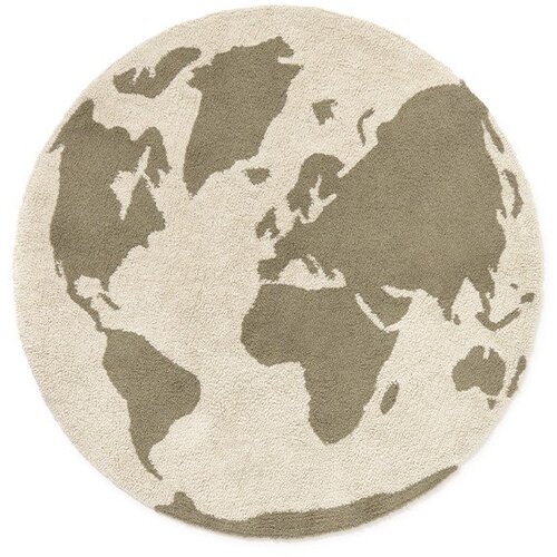 Lorena Canals Zeleno-kremno bela pralna ročno tkana bombažna otroška preproga ø120 cm World Map – Cene