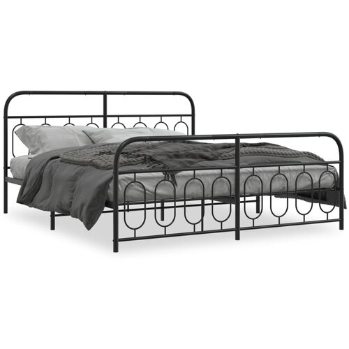 vidaXL Metalni okvir kreveta uzglavlje i podnožje crni 183x213 cm Cene