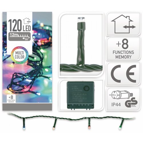 Pollin Novoletne lučke veriga 120 LED RGB 12m &ndash; 8 funkcij, (20379860) Cene