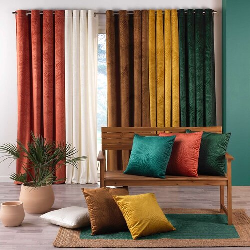 Douceur d int&amp;eacute;rieur Kremno bela žametna zavesa 140x240 cm Analia &amp;ndash; Slike