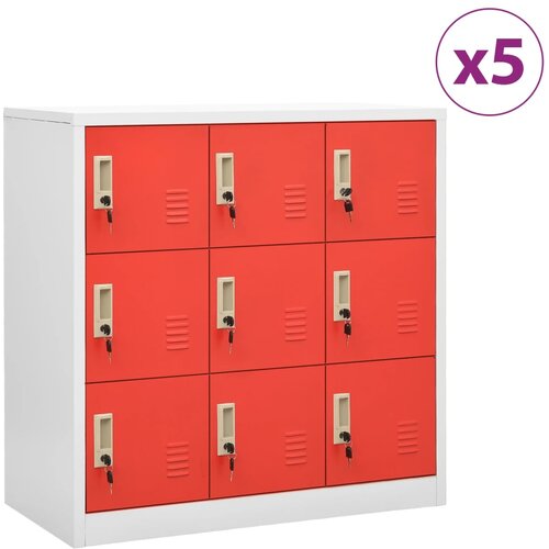  Ormarići s ključem 5 kom svjetlosivi/crveni 90x45x92,5 cm čelik Cijene