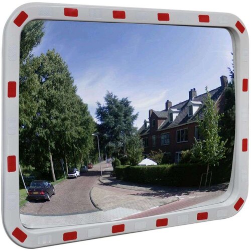 VidaXL Konveksno pravokutno prometno ogledalo 60 x 80 cm s reflektorima Slike