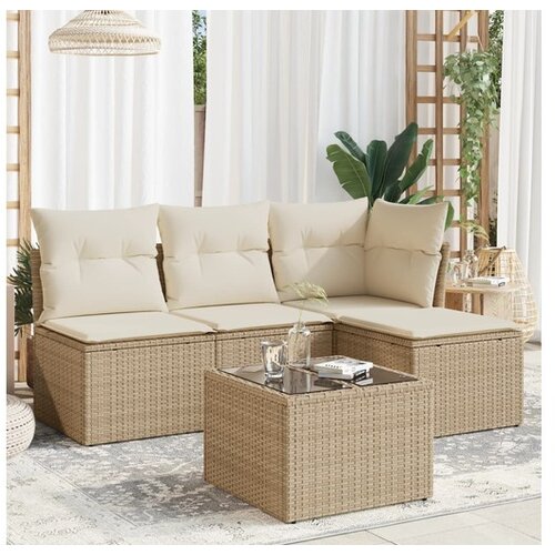 vidaXL 5-dijelni vrtni set sofa s jastucima bež od poliratana Cijene