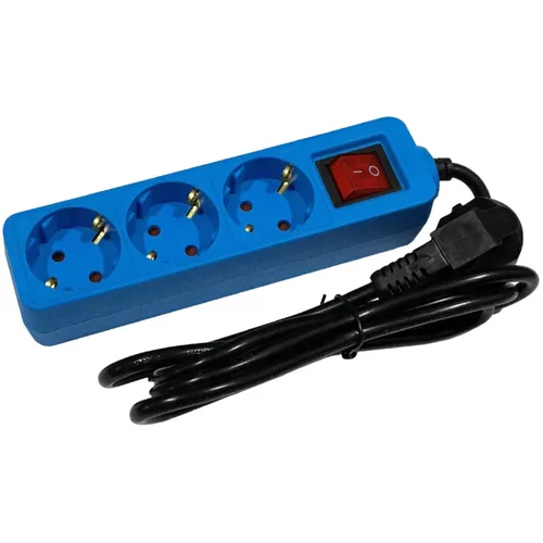  produžni kabel s utičnicama (3-struko, plave boje, dužina kabela: 1,5 m)