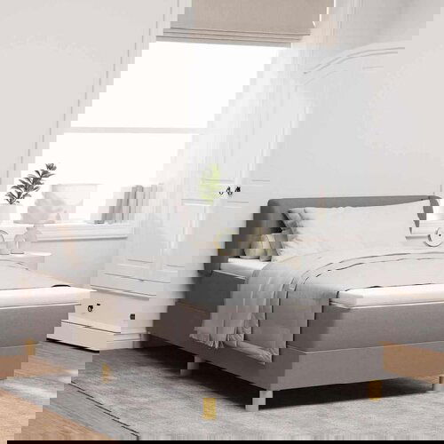  Boxspring - Krevet s oprugama i madracem krem 90x200 cm Sivo-smeđa Cijene