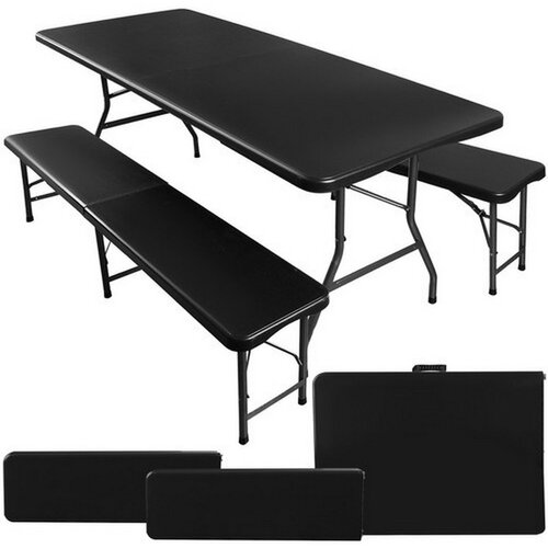 Gardlov Sklopivi Plastični Sto sa Klupama Crni 180cm Cene