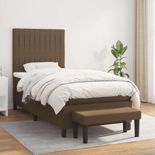  Box spring postelja z vzmetnico temno rjava 100x200 cm blago, (20900682) Cene