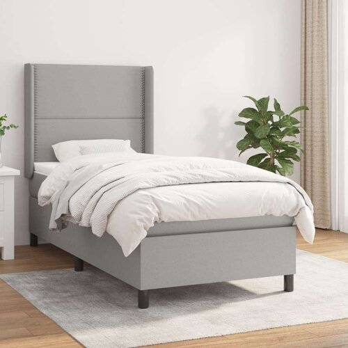  Box spring postelja z vzmetnico svetlo siva 90x200 cm blago, (20901291) Cene