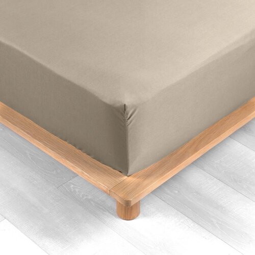 Douceur d intérieur Svetlo rjava napenjalna rjuha iz bombažnega perkala 180x200 cm Percaline – Cene