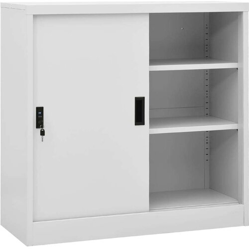 vidaXL uredski ormarić s kliznim vratima svjetlosivi 90x40x90 cm čelik Cene