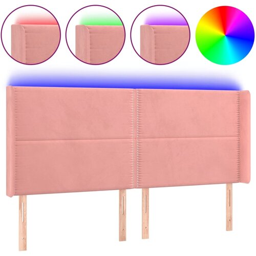 Maison Chic led posteljno vzglavje - vzglavna omarica - nočna omarica roza 183x16x118/128 cm žamet, (21707317) Slike