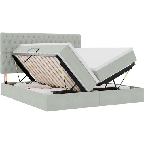  Krevet s od storage Svijetlo siva 180 x 200 cm Bar&amp;scaron;un - Svjetlosiva 180 x 200 cm Dizajn s jastučićima Slike