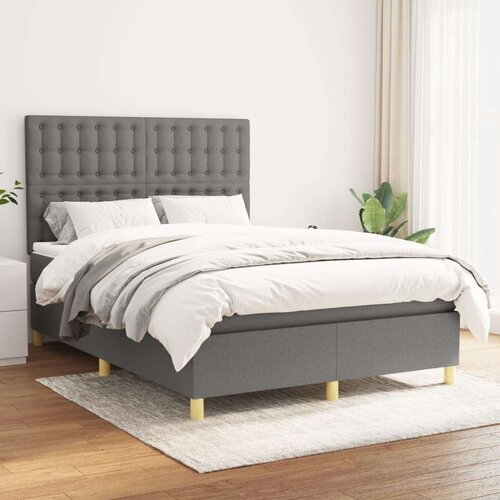  Box spring posteljni z vzmetnico temno siv 140x190 cm blago, (20735923) Cene