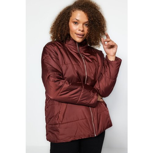 Trendyol Curve Claret Red Inflatable Zippered Coat Slike
