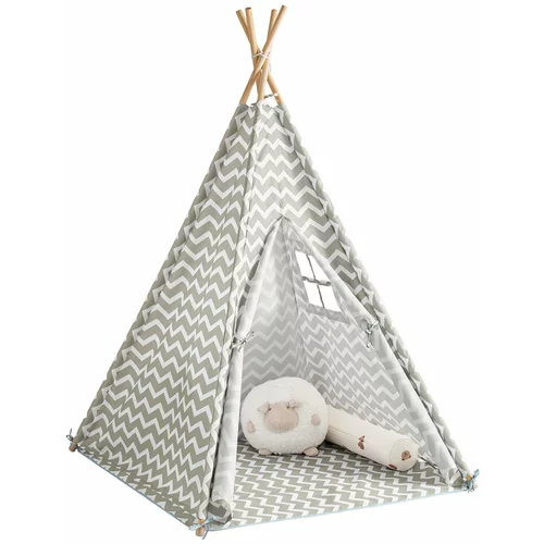 SoBuy otroški igralni šotor s talno podlogo sive barve v skandinavskem slogu, (20815240)