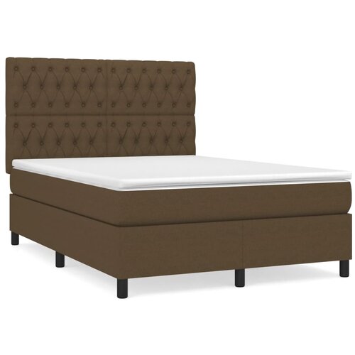 Maison Chic Box spring postelja - Vzmetna postelja z vzmetnico temno rjava 140x200 cm blago SL14448, (21903976) Cene