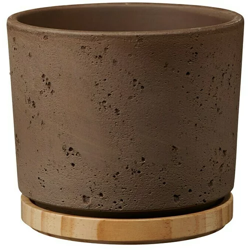 Soendgen Keramik Okrugla tegla za biljke (Vanjska dimenzija (ø x V): 16 x 14 cm, Pijesak sive boje, Drvo)