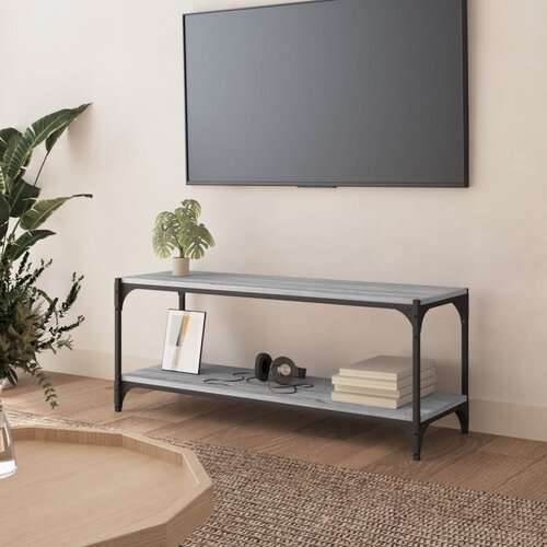 TV ormarić boja hrasta 100x33x41 cm konstruirano drvo i čelik Cijene
