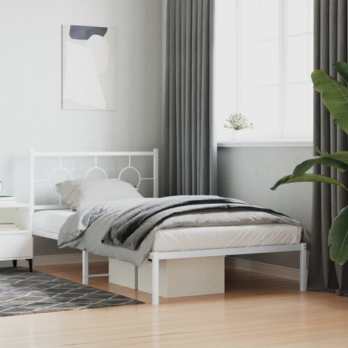  Metalni okvir za krevet s uzglavljem bijeli 107x203 cm Cijene