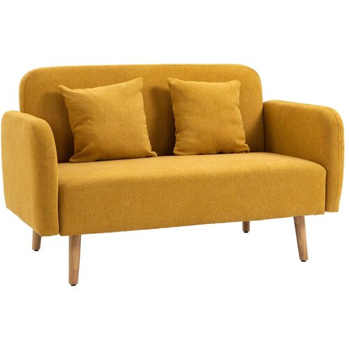  Dvosjed s 2 ukrasna jastuka bar&amp;scaron;unasta sofa 130x70x80 cm žuta Slike