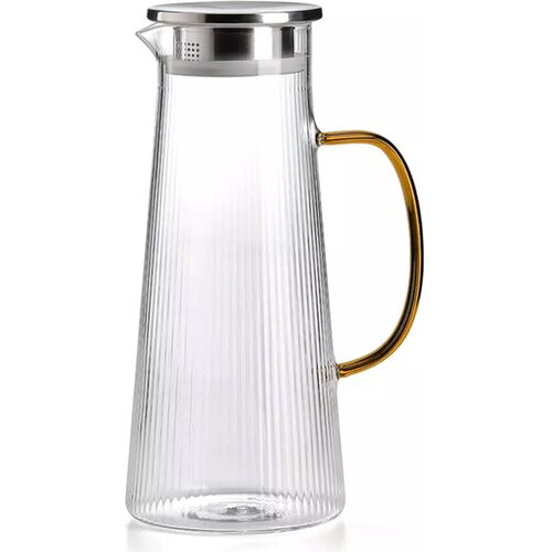 Ivv vrč s pokrovom Narciso 1,6l, rumen ročaj, borosilikatno steklo, inox Cene